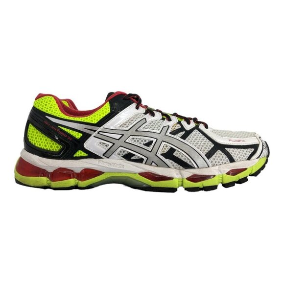 Asics Mens Neon Green & White Gel Kayano 21 Lightning/Flash Yellow Sneakers 11.5 - Picture 2 of 16